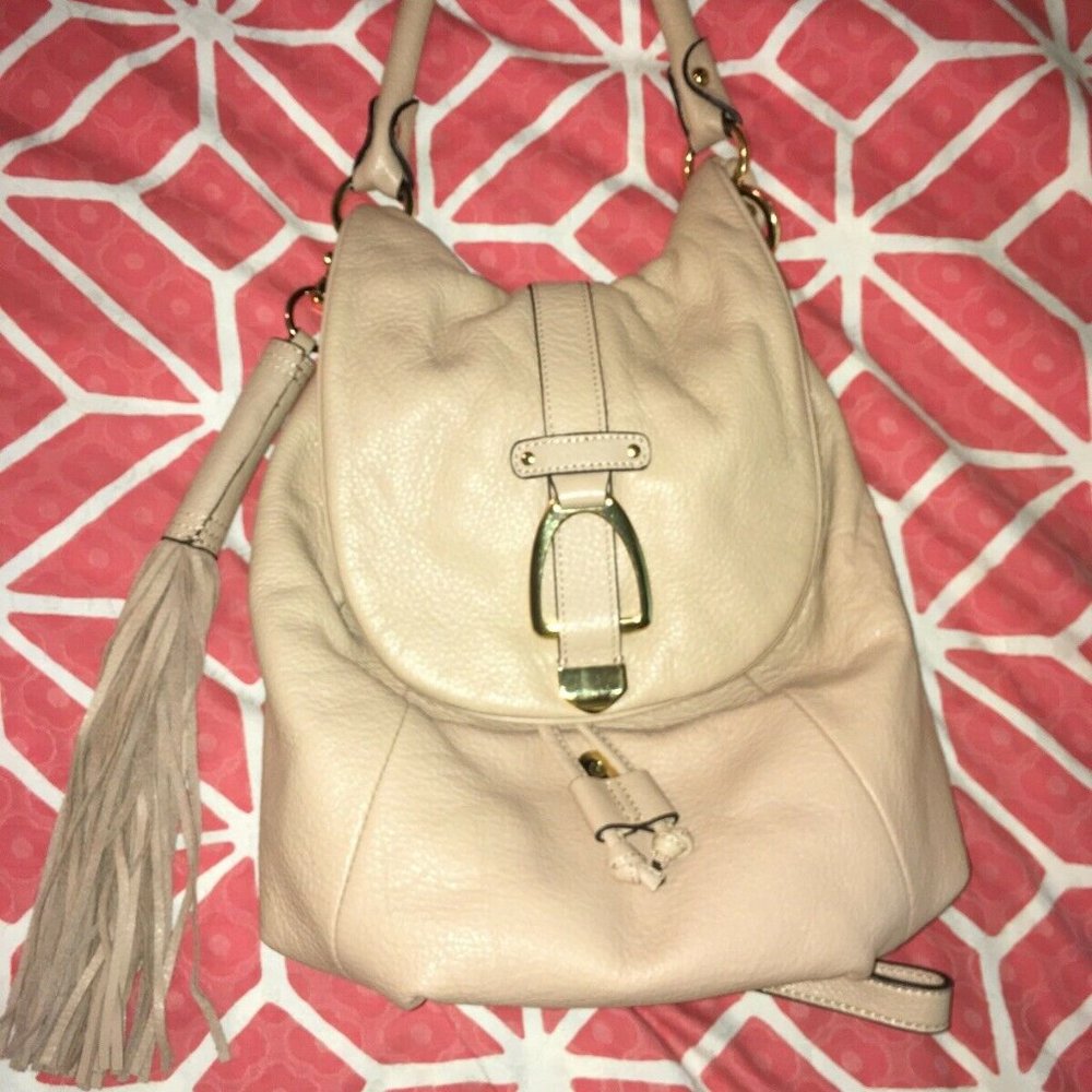 G.I.L.I (QVC) Beige Soft Pebble Leather Handbag - Picture 6 of 11